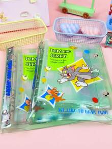 TOM AND JERRY. A5 (Button Style) Mouse Loose-Leaf Binder Minimalist Solid Color Loose-Leaf Binder Detachable Large Capacity Storage Notebook Ins Minimalist Loose-Leaf Binder Student Office Universal Highly Attractive Loose-Leaf Notebook Detachable Ring Binder - A5 - View 2