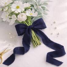 3rolls One Pack,15yard White Chiffon Ribbon, Fringe Fabric Ribbon, Handmade Wedding Bouquets Material, Gift Packaging Materials, Cake Decor Ribbon, Clothing Decor, Wedding Decor, Party Decor, Gift Decor, Bow Decor - Navy - View 4