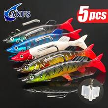 ANFS 5 buah Umpan Pancing Plastik Lunak, Umpan Pancing Tenggelam Perlahan, Cocok untuk Memancing di Air Tawar dan Air Asin - MultiWarna - View 3