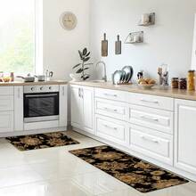 1 pieza, Decoración del hogar, Estampado de patrón floral, Alfombra de cocina de lino, Tapete de cocina, Tapete de piso, Tapete de baño, Tapete de puerta, Impresión 3D rectangular, Adecuado para sala de estar, dormitorio, pasillo, baño, lavandería - Alfombra de poliéster, Adecuado para decoración del hogar interior y exterior - Multicolor - Ver 7