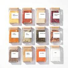 12pcs Glass Jars With Bamboo Lids, Glass Jars With Airtight Lids, Transparent Jars With Lids, Suitable For Spices, Cookies, Candy, Tea, Coffee Beans And Rice, Spice Jar Set - Multicolor - View 9