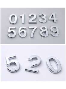1pc ABS Digital Signage Minimalist Mirror Silver Geometric Shape Self-Adhesive Backing No Drilling Sun Protection Waterproof Number Sign Suitable For Apartment Door Residential House Number - House Number - View 2