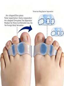 2pcs/Set Sports & Outdoor Personal Care Toe Separators, Big Toe 3-Hole Toe Separator Protective Cover, Practical Design, Made Of High-Quality Soft Silicone Material, Suitable For All Seasons, Unisex, Anti-Friction, Anti-Slip, Daily Essential - A - View 4