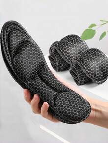 1pair 5d Shoe Insoles With Memory Foam, Comfortable And High Elasticity Thick Insoles For Running Shoes Women Men Sneakers - Black - View 4