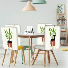 2/4/6pcs Set, Home Decor, Printed Linen Chair Covers, Suitable For Daily Home Decoration, Living Room, Dining Room, Garden, Hotel Restaurant, Holiday Party, Friends Gathering, Washable Polyester Material, Dining Chair Seat Covers - Multicolor - View 9