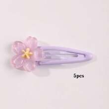5pcs Cute Sweet Cherry Blossom Hair Clips For Women, Bangs Clips, Hair Accessories, Hairpins, Headwear (Cardboard Not Included) - Yellow - View 6