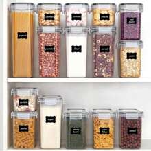 8 Airtight Storage Jars With Lids, Dishwasher, And Include Labels. Perfect For Organizing And Storing Grains In Your Kitchen Pantry. - 查看 6