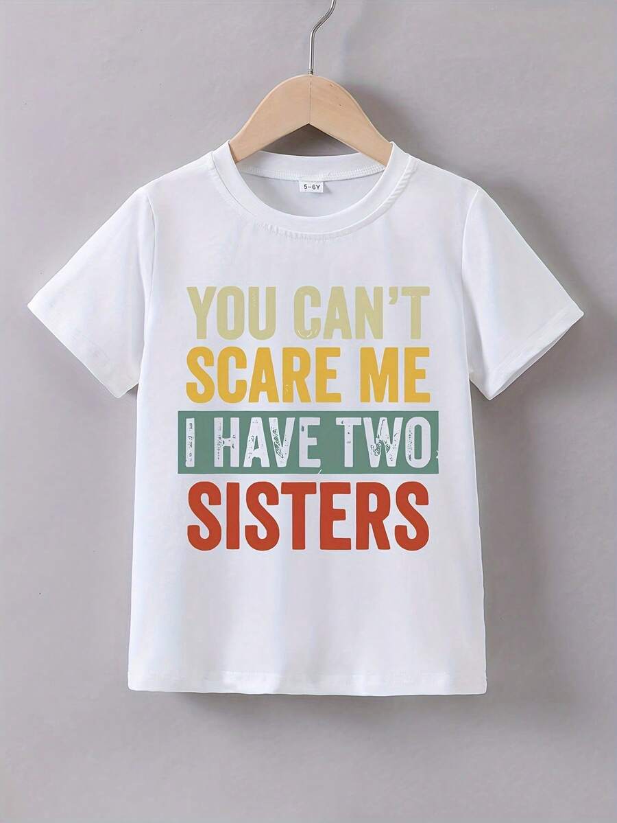 Children's Summer Short-Sleeved T-Shirt With 'SISTERS' Print - 白色 - 查看 1