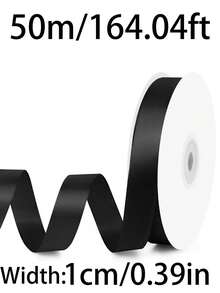 Black Satin Ribbon, Rolled Black Ribbon, Suitable For Holiday Parties, Birthday Parties, Gift Wrapping, Bouquets, Crafts, Wedding Decor, Christmas And Sewing Projects - Black - View 12