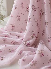 1 pieza Tela de gasa con estampado floral rosa, material suave y transpirable, suministros de costura para diseñador, adecuado para cortinas, manteles, decoración del hogar y telas para prendas de vestir - Multicolor - Ver 3