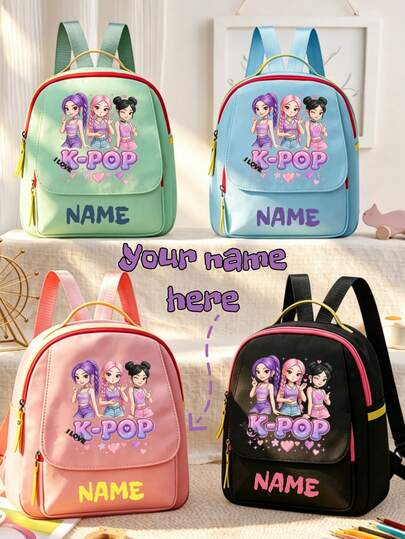 1pc Personalized Back To School Backpack, Casual Versatile K-Pop Music Idol Theme Print, Zipper Closure Nylon Material, Adjustable Shoulder Straps, Hand-Carry, Suitable For Dancing, Shopping, Outdoor Trips, Daily Use. Birthday Gift.