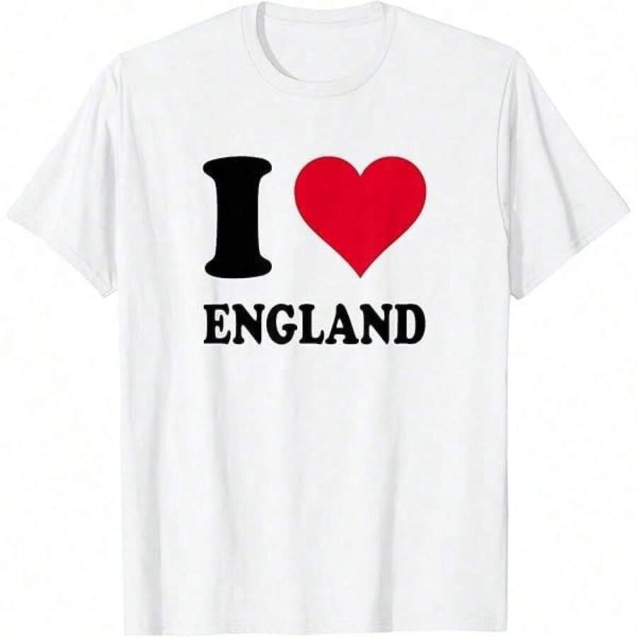 Women's Fashion Graphic Print Short Sleeve T-Shirt, Men's And Women's England Team Cotton Graphic Tees, England T-Shirt, Summer T-Shirts, Top - 白色 3 - 查看 1