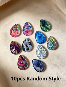 20pcs Bohemian Style Floral Teardrop Design Pendants (With Holes), Suitable For Jewelry DIY And Handmade Crafts, Necklaces, Earrings, Keychains, Bag Charms, Phone Case DIY Materials, Holiday Or Birthday Gifts For Family Or Friends - Multicolor - View 6