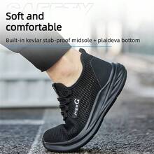 Men Work Shoes Wide Width Safety Shoes Wide Steel Toe Comfortable Lightweight Summer Breathable - Black - View 4