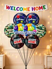 8pcs 18-Inch Welcome Home Theme Party Decoration Cartoon Toy Round Balloon Set (Ribbon Not Included) - View 1