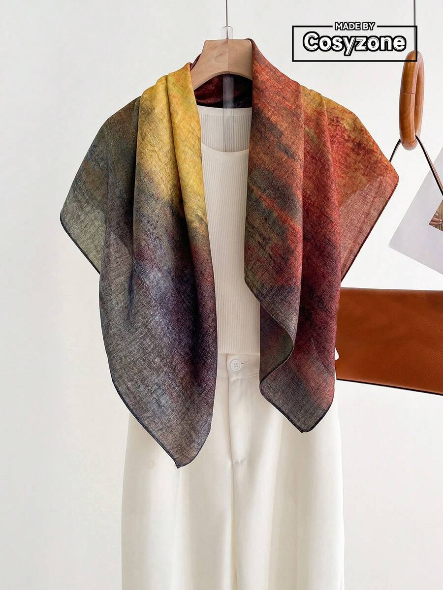 1pc Simple Elegant Solid Color Print 90cm Double-Sided Square Scarf Women's Bandana Fashion Versatile Decorative Scarf Necktie Outerwear Sun Protection Shawl Suitable For Daily Wear - Multicolor - View 1