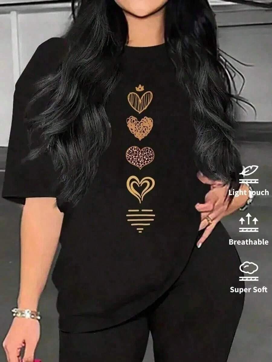 Camiseta de manga corta , Polyester de alta calidad, con diseño holgado, casual y versátil.Estampado moderno ideal vacaciones, paseos o viajes.Perfecta como camiseta básica.Incluye 1 piez - Multicolor - Ver 1