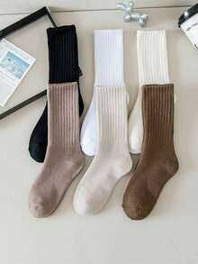 1/6 Pairs/Set Sports Style Knee-High Socks, Mid-Calf Socks - Multicolor - View 7