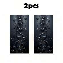 Black 3D Heart-Shaped Car B-Pillar Sticker With Simulated Water Droplet Effect, Universal Car Window Pillar Modification Decoration Sticker. - 2PCS - View 6