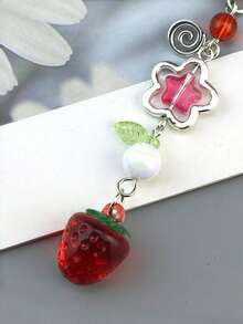 1pc 14G Stainless Steel Flower Belly Ring For Women CZ Strawberry, Star Belly Button Rings Y2k Cute Belly Piercing Jewelry, For Daily, Gift, 10MM - Multicolor - View 5