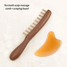 2pcs Set, (10-Tooth Scalp Massage Comb + Gua Sha Board), Used For Body Gua Sha And Head Relaxation. - 10-tooth Scalp Massage Comb + Gua Sha Board - View 9