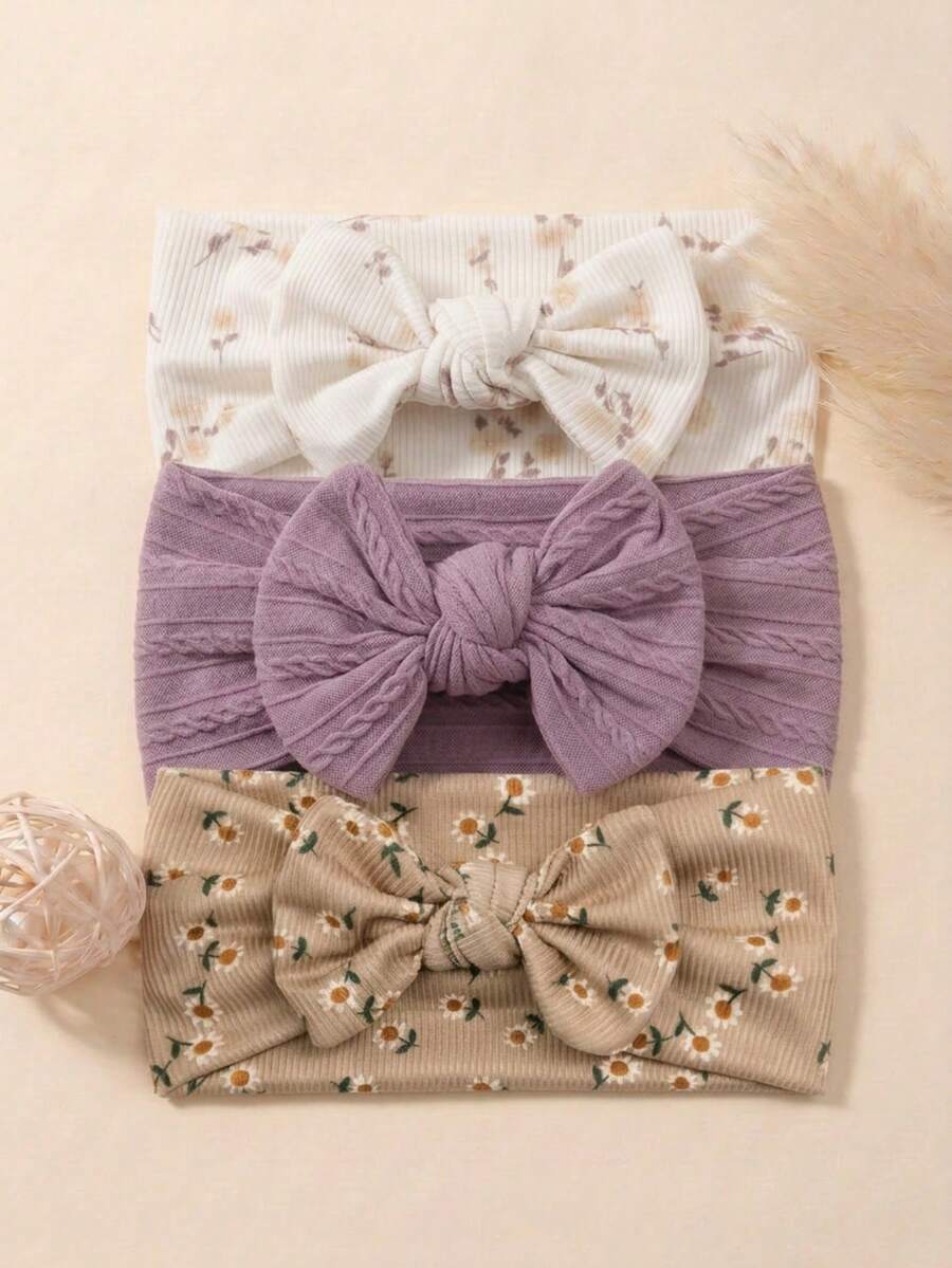 3pcs Cute Candy Color Nylon Bow Baby Headband Summer Princess Baby Hair Accessory Set Suitable For Daily Use In All Seasons - Multicolor - View 1
