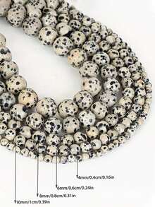 Natural Dalmatian Jasper Multi-Shaped Diy Loose Beads Diy Jewelry Making For Bracelet Necklace Keychain Making Supplies Accessories 4 6 8 10mm - Black and White - View 6