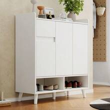 Chest Of Drawers/Sideboard/Shoe Cabinet With Adjustable Shelves – Minimalist Storage Unit With Solid Wood Legs – Dimensions: H 99 Cm X W 90 Cm X D 35 Cm - White - View 2