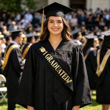 Graduate Sash - Graduation Sash 2026, Black And Gold Graduation Party Supplies, Class Of 2026 Grad Sashes, Congratulations Grad Satin Sashes With Art - Black - View 9