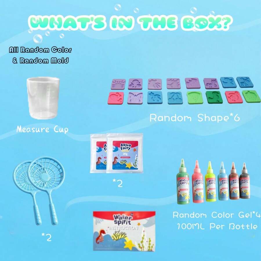 神奇水仙水凝膠套組 | 兒童手工藝品,包含隨機不重複顏色凝膠和隨機模具,適合派對禮品和創意遊戲,藝術用品 - 彩色 - 查看 1