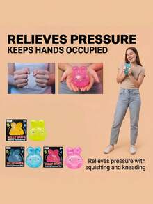 Macaron Jelly Rabbit Squishy Toy, Soft Slow Rebound Design. Stretch And Squeeze To Relieve Stress. Translucent Jelly Texture With Cute Macaron Colors. Adorable Desk Decoration, Durable. Ideal Birthday, Holiday Gift For All Ages. - Multicolor - View 4