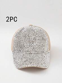 1 pieza Gorra de béisbol de protección solar para mujer con diamantes de imitación en color AB, Halloween - Multicolor - Ver 45