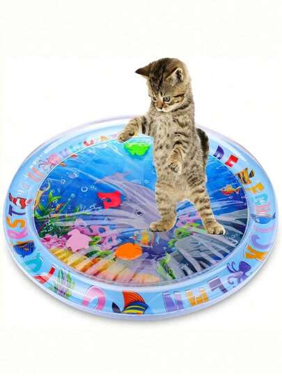 1pc Pet Water Play Mat, Cat Toy Suitable For Summer, Suitable For Cat Play, Summer Cat Bed, Bed, Cat And Dog Entertainment Toy, Needs Inflation And Water Filling Pet Entertainment Water Bed, Cat Sensory Water, Cat Cooling Mat, Cat And Dog Sensory Water Mat, Cool And Comfortable (Please Note That Trimming Claws Is Necessary Before Use, Be Aware That Excessive Biting May Lead To Leakage Or Rupture)
