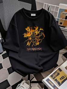 ta, Todas las Tallas de S a 5XL, TA4486, Ropa de Hombre a la Moda, Transpirable, Suave, Versátil, Prenda de Diseño, Estampada, Cómoda, Estilo Casual Urbano, Uso Diario, Unisex, Tela Elástica - Negro - Ver 2