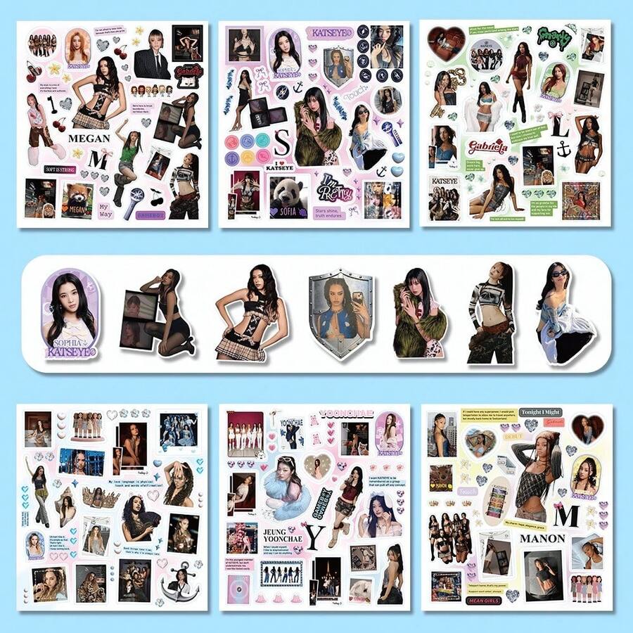 مجموعة ملصقات Katseye من 6 قطع - مجموعة ملصقات مصنوعة من المعجبين، بطاقة دعم K-POP، ملصقات دعم المجموعة الشهيرة، أنشطة المعجبين، فعاليات الدعم، بضائع المعجبين، ملصقات المشاهير، مجموعة عرض بطاقات K-POP، بضائع موسيقى البوب، هدية عيد ميلاد - متعدد الألوان - مشاهدة 1