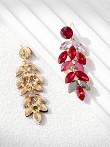 1 Pair Red Crystal Ear Of Rice Fashion Earrings Suitable For Daily Wear - Red - View 2