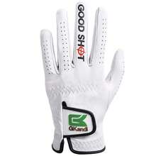 FINGER TEN Premium Cabretta Leather Men Golf Glove With "GOOD SHOT" Design 1 Pack For Left Hand, Soft Full Leather Grip With Breathable & Flexible Fit For All Golfers - White - View 1