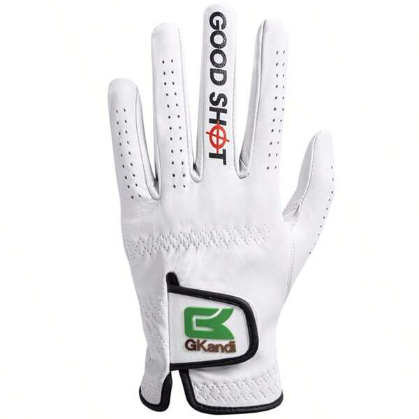 Guante de golf para hombre FINGER TEN Premium de cuero Cabretta con diseño "GOOD SHOT" 1 paquete para mano izquierda, agarre de cuero suave y completo con ajuste transpirable & flexible para todos los golfistas