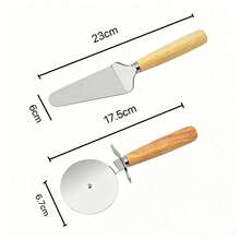 1pc/2pcs Heavy Duty Stainless Steel Pizza Cutter Wheel, Ultra Sharp With Ergonomic Wooden Handle Baking Tool, Suitable For Pizza, Pie, Dough And Pasta - Multicolor - View 6
