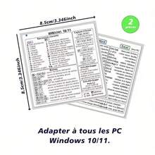 2 peças Autocolantes Reutilizáveis Autoadesivos para Atalhos de Teclado, Compatíveis com Windows, Word e Excel, Guia de Referência Rápida em PVC Fosco (Branco e Transparente), Design Francês, Layout Claro, Descolar e Colar Sem Deixar Resíduos - Ver 11