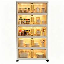 Extra Foldable Storage Cabinet With Lid And Wheels, 2/4/5 Tier Stackable Storage Cabinets, Dustproof Plastic Storage Bins With Doors, Organization & Storage Bins For Bedroom, Kitchen, Closet, Bathroom, Home, Office, Dorm - Local Warehouse - View 9