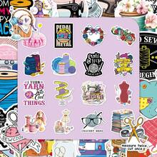 50pcs Vintage Painted Creative Sewing Enthusiast Cartoon Tailor Handmade Needlework Decor Skateboard Scrapbook Stickers - Sewing Enthusiasts - 2015 - View 3