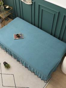 Solid Color Skirt Style Sofa Bed Cover, Polyester Fiber Elastic All Inclusive Sofa Cover, Suitable For Armless Sofa Cover, Simple And Modern, Suitable For All Seasons - Blue - View 7
