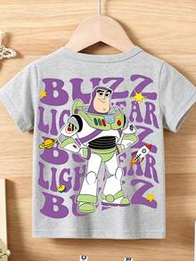 Disney Retro Toy Story Buzz Lightyear Graphic Tee – Lightweight Cotton T-Shirt With Bold Purple Typography & Playful Space Accents For Playdates & Outings - Grey - View 2