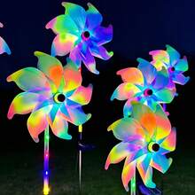Solar Powered Wind Rotating Windmill Light, Solar Driven Rotating Projection Light IP65 LED Color Changing Outdoor Lawn Stake Light, Garden Yard Patio Pathway Landscape Decorative Light, Christmas Holiday Party Gift Light - Solar Windmill - View 8