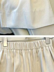 High Waist Wide Leg Pants With Button Closure, Loose Straight Cut, Full Length Trousers Suitable For Casual And Formal Occasions All Seasons - Apricot - View 4