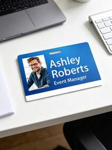 Custom Photo & Text ID Badge, Personalized Employee Name Tag, Customizable Office ID Card, Custom Work Badge For Office, Event, Staff Identification. - Multicolor - View 12