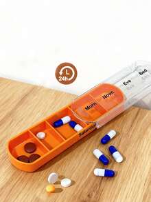 1-7 Day Pill Box With Leather Storage Case, 4-Times Daily Medication Reminder, Convenient For Travel And Daily Use - Leather Pill Box - View 5