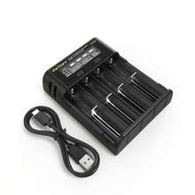 شاحن VariCore 5V2A USB ذكي مستقل، شاحن بطارية ليثيوم أيون 3.7V ب- 2/4 فتحة، متوافق مع بطاريات 18650 و14500 و16340 و26650 القابلة للشحن - الأسود - مشاهدة 7