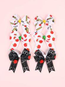 6pcs Back To School Hair Clips For Girls Cute Printed Alligator Clips School Season Daily Hair Bows Student Hairpins Teens Hair Accessories - Multicolor - View 8